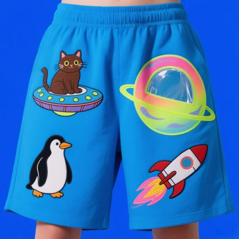 

МОТО-Летнее одежда Оповещение! Sanrio — стильные шорты с космическим принтом для домашних животных и космосов, сохраняющие детские энергичные