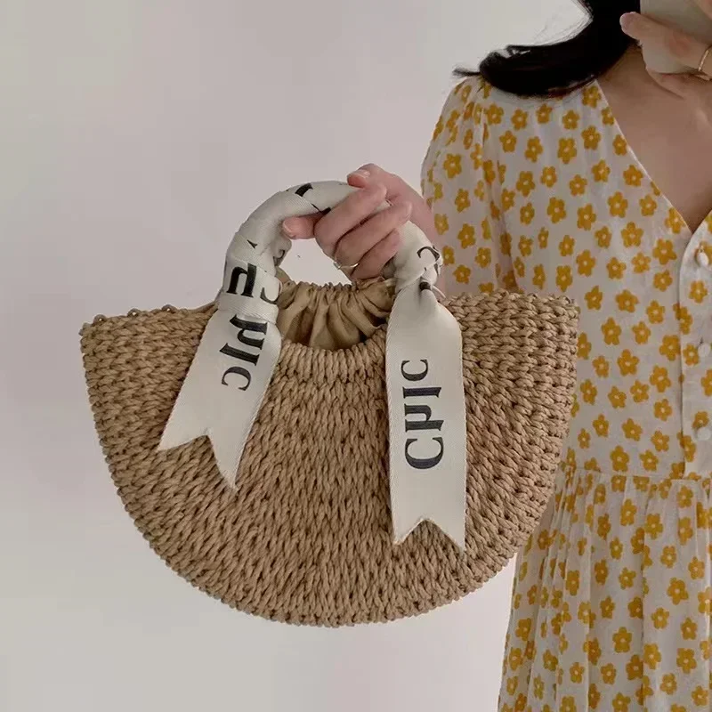 Women Summer Beach Bags Handbags Large Capacity Lady Shoulder Bag Letter Linen Totes Casual Girls Travel Crossbody Bag 2023