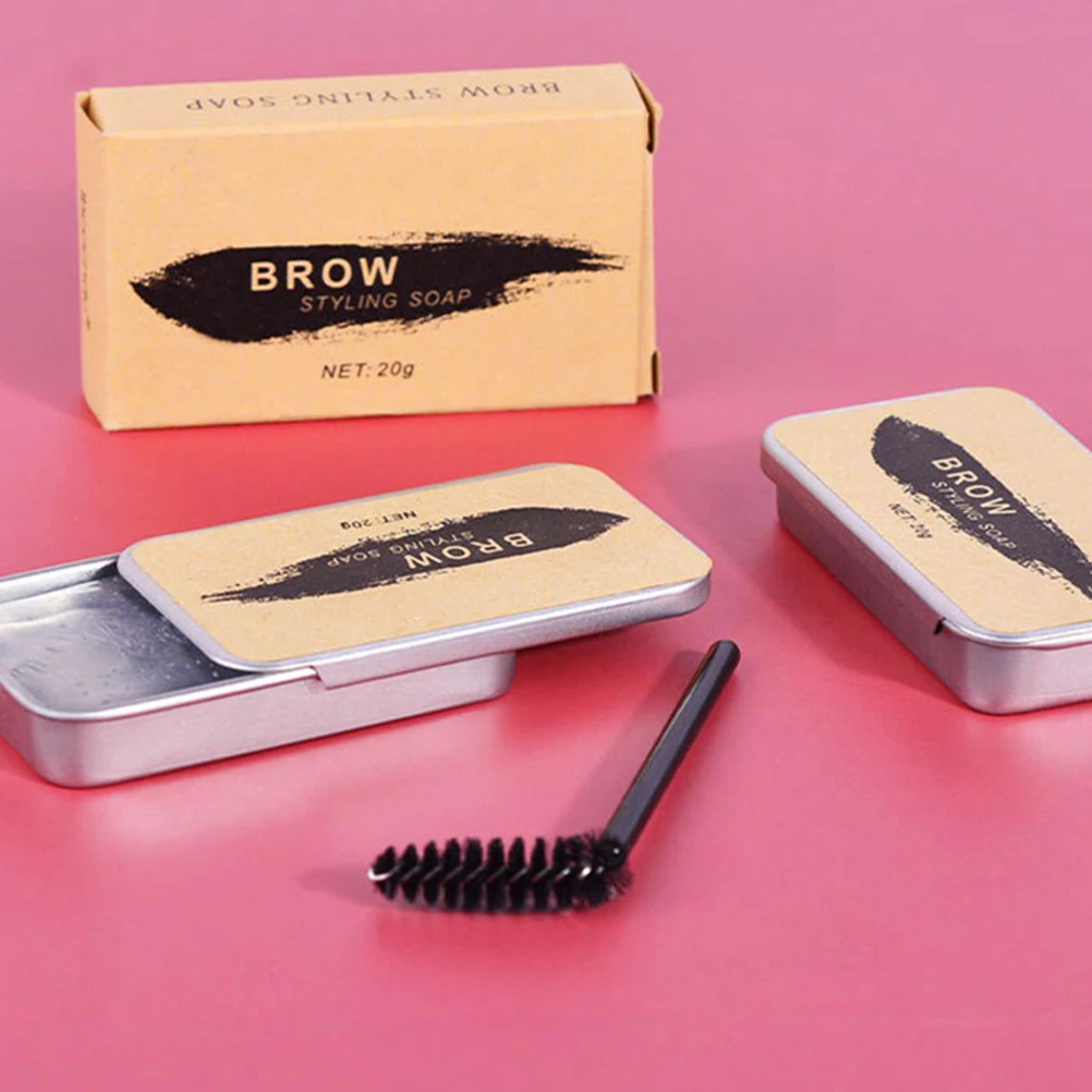 

2 Sets Eyebrow Styling Cream Colorless Pomade Disposable Soap Brush Gel Stainless Steel Kit Brows Shaping Long Wear Makeup Tool