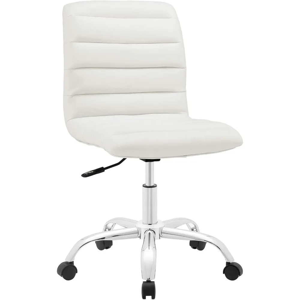 

Modern White Office Chair Swivel Base Mid Back Armless Conference Mesh Chair Ergonomic Ribbed Design