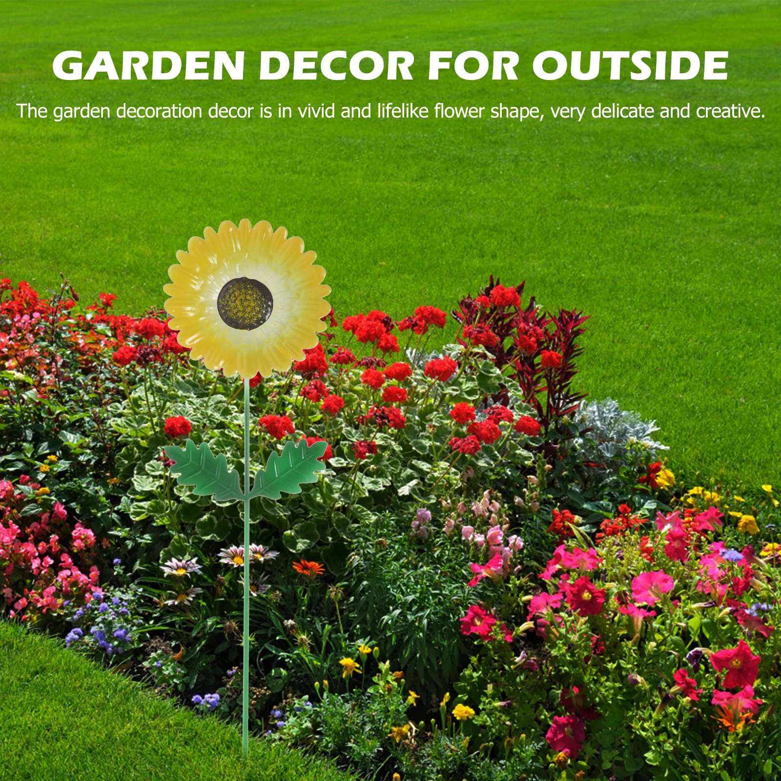 

Garden Stake Decor Metal Flower Shaped Yard Ornament For Lawn Outdoor Spring Decorations Iron Art Stakes Garden