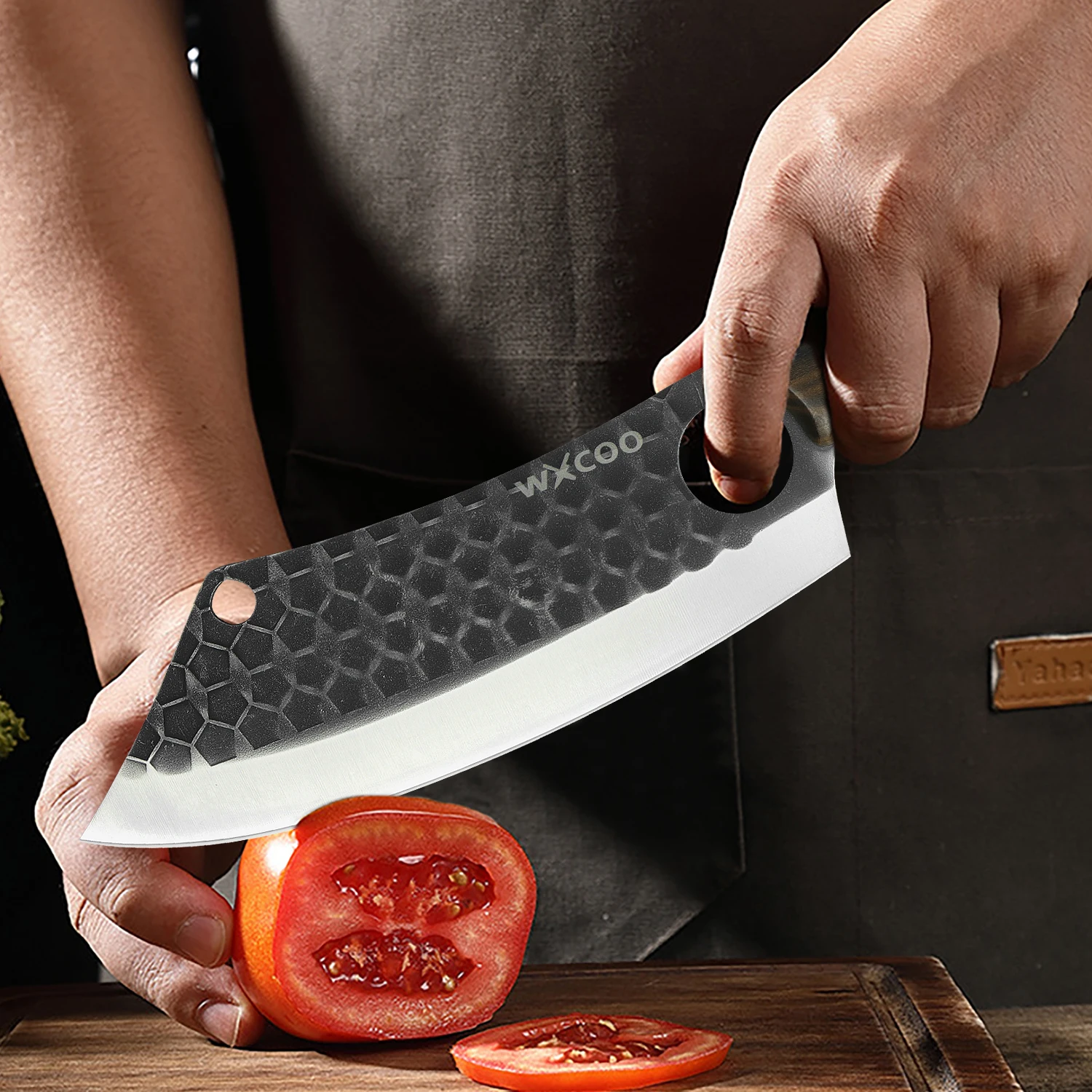 WXCOO Cleaver Forged Kitchen Chef Knife Meat Fish Fruit Boning Cleaver Chop Bone Knife Cleaver Butcher Professional