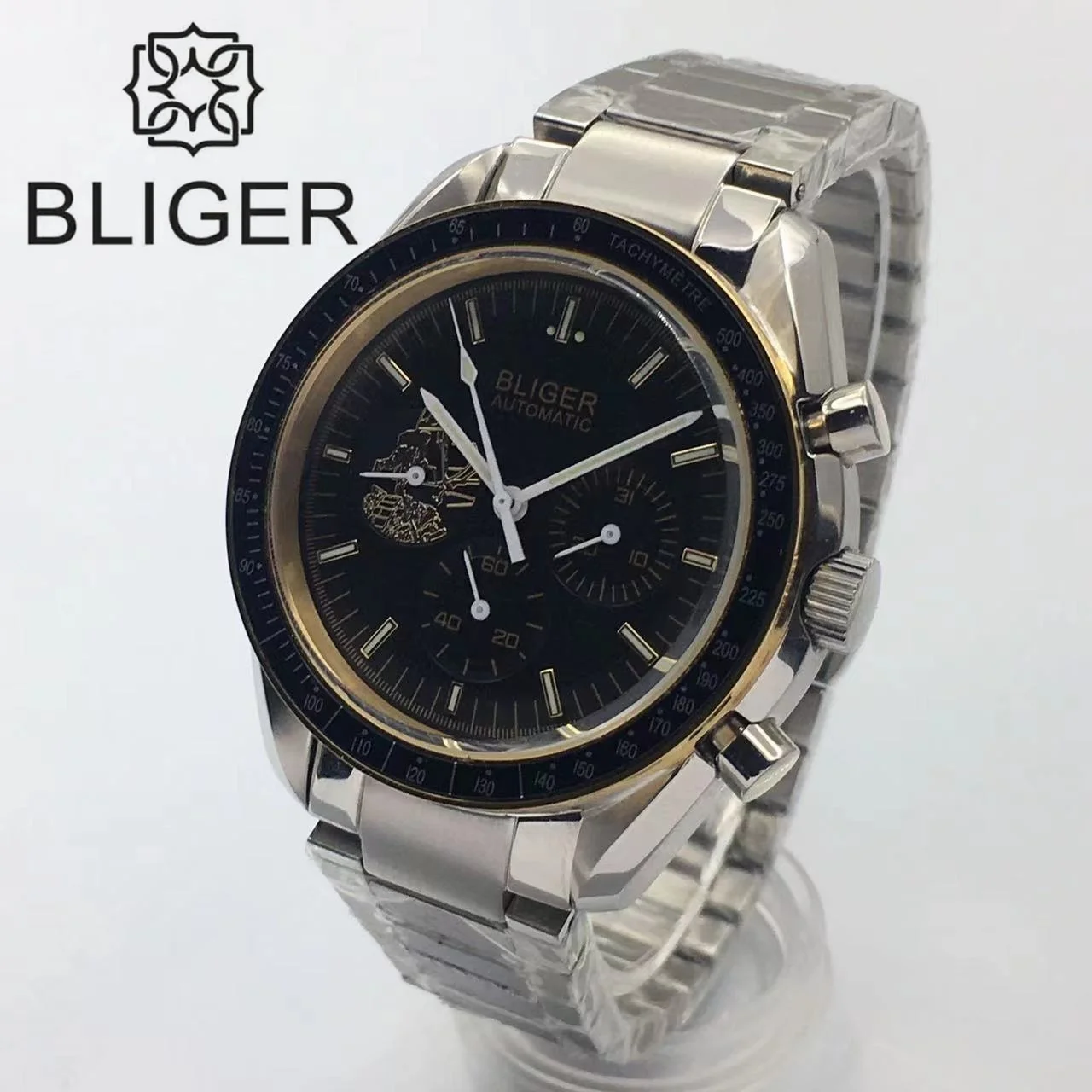 

BLIGER 40mm Six The Needle Mechanical Men Watches Automatic Mechanical Wristwatch Fluorescent Black Red Blue Dial Luminous Case