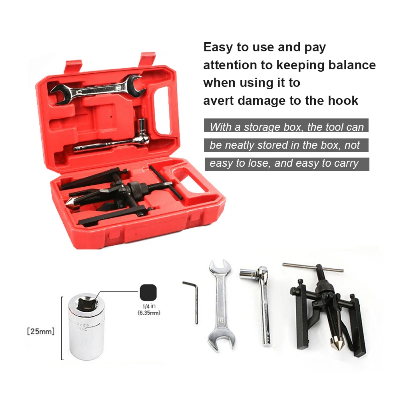 5 PCS 3-jaw Bearing Puller Motorcycle Bearing Remover Bearing Extractor Puller Motorcycle Repairs Utility Tool with Storage Box