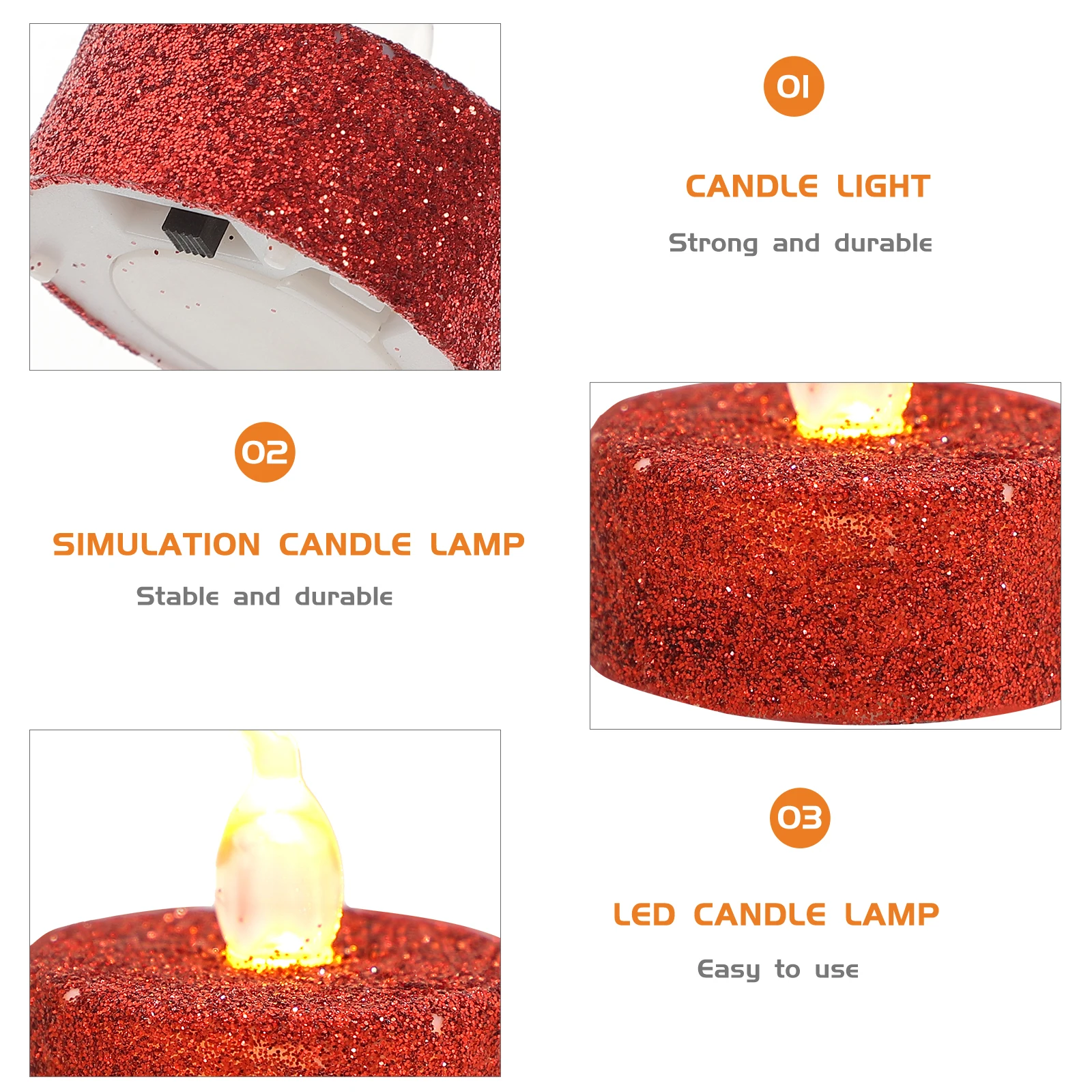 

12Pcs Operated Lights LED Flameless Tealights Realistic Glow for Indoor Outdoor Decor Party Wedding Lighting