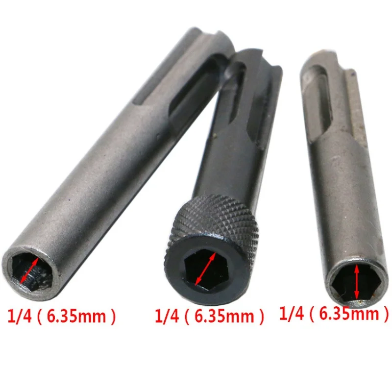 3PC Two Pits Two Slots SDS Internal Hexagonal Extension Sleeve Electric Hammer Impact Drill Bit Conversion Joint Tool Set