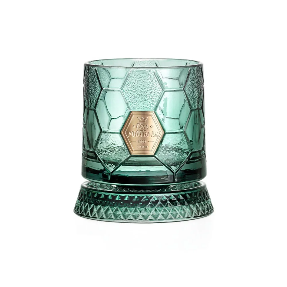 Football Whiskey Glasses Rotatable Tumbler Crystal Glass Cup Drinking Glasses with Creative Coasters for Scotch,Bourbon,Cocktail 5