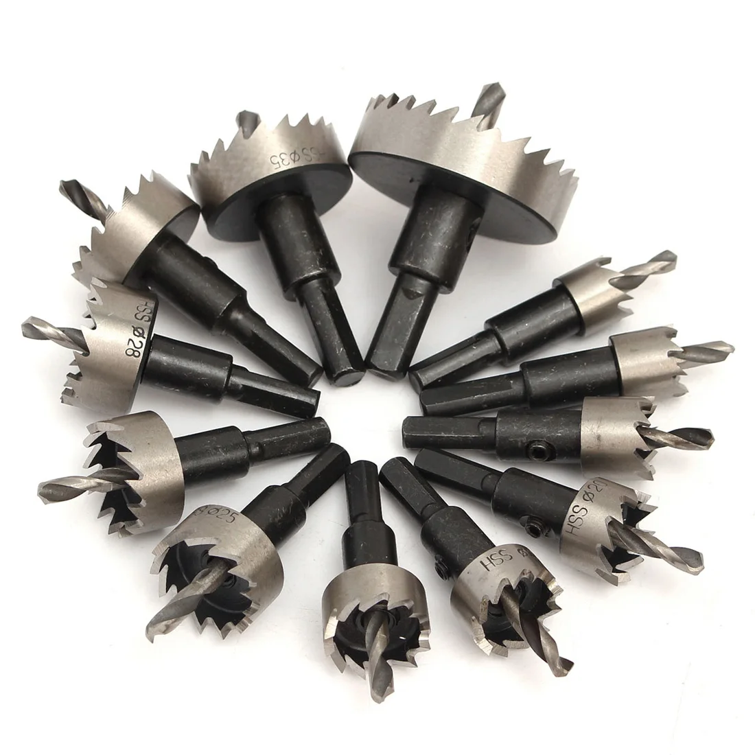 Universal 12pcs 15-50mm HSS Hole Saw Cutter HSS Drill Bits Set Metal Cutter Drill Tool Center Drill Bit for Power Tools