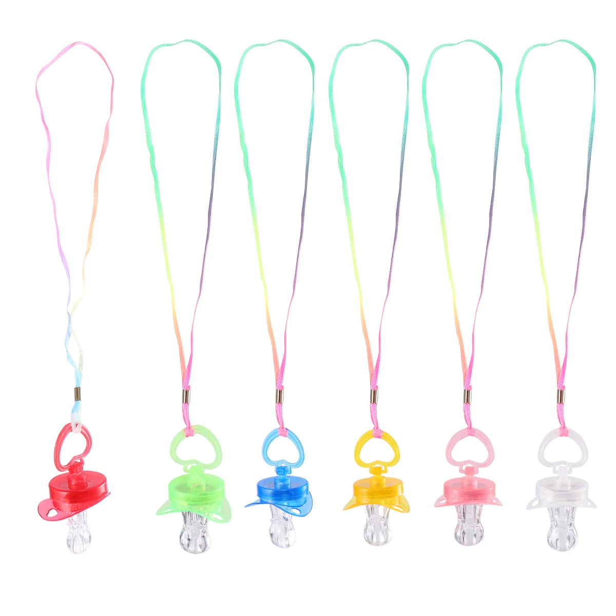 

6 Pcs Flash Pacifier Whistle Nipple Shiner Disco LED Lightweight Plastic Necklace for School Parties Dancing Activities Musical