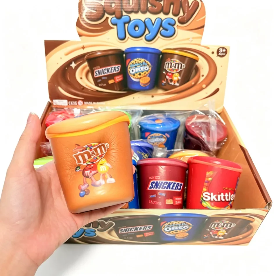 In Stock 1-12pcs Assorted Wet Soft Squishy, Slow Rising PU ASMR Toy, Sim Chocolate Bean Bucket Stress Relief Random Blind Box