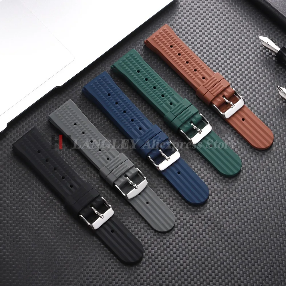 Premium Rubber Waffle Watchband for Seiko Diving 007 009 Water Ghost Abalone Universal 20mm 22mm Soft Silicone Strap Replacement image 2