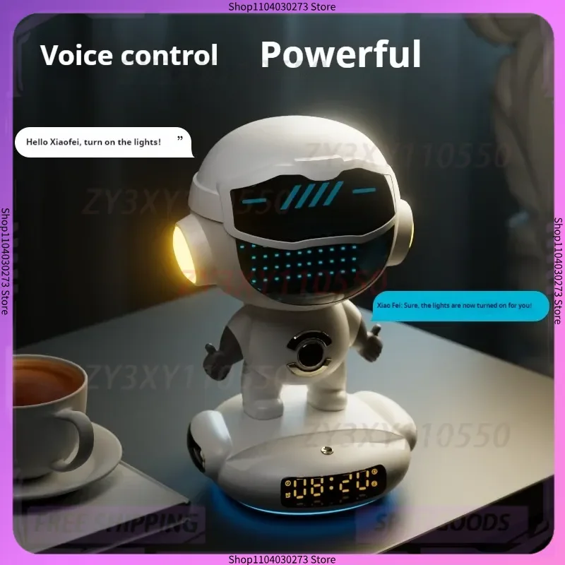 

Умная колонка Deepseek M80 AI Bluetooth с большим ИИ-модулем, Wi-Fi, часами, будильником, RGB-подсветкой, FM-радио и TWS-сопряжением для дома и спальни