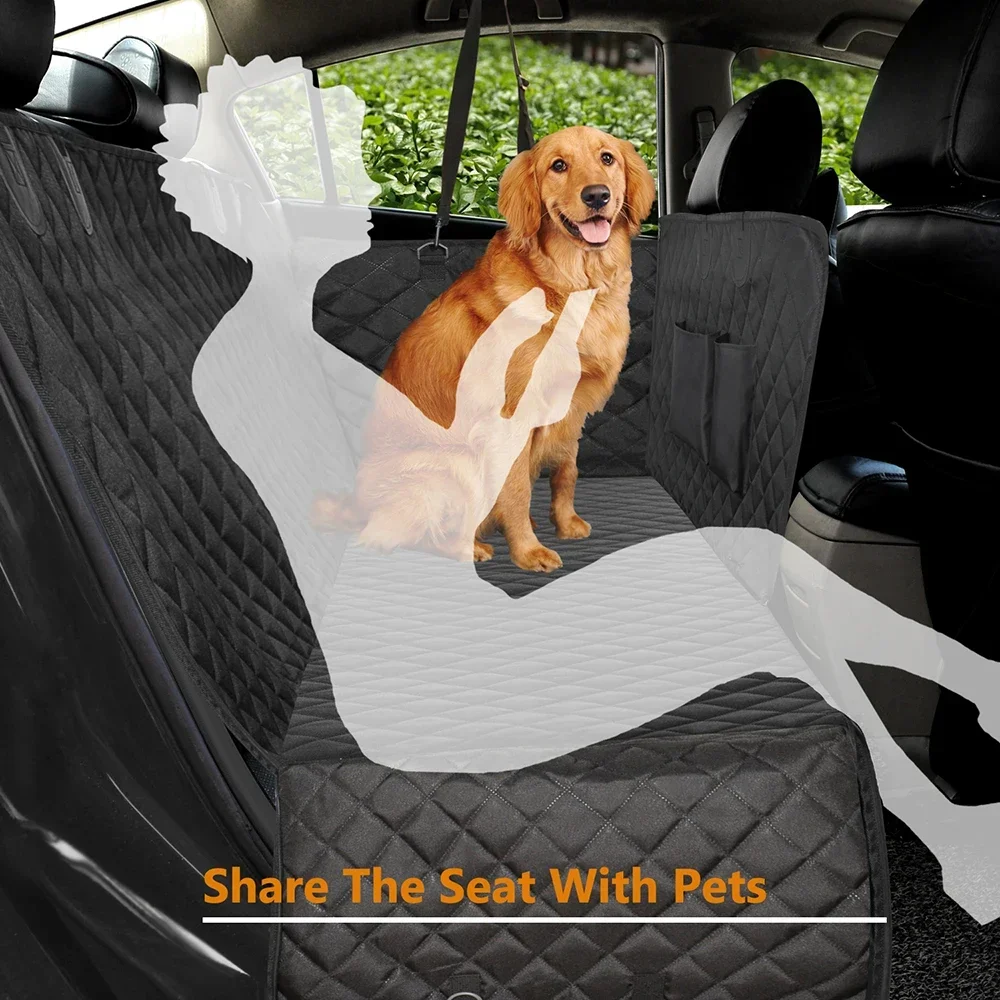 Pet Car Back Seat Cover, Waterproof & Scratch-Resistant Dog Car Seat Protector with Side Flaps and Pockets