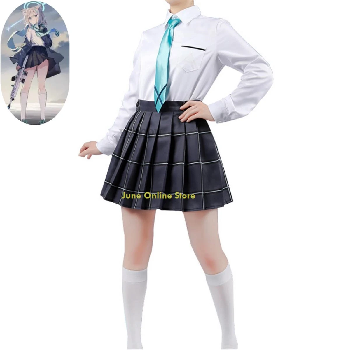 

Anime Game Blue Archive Sunaōkami Shiroko Cosplay Costume Wig Day Han JK School Uniform Woman Kawaii Halloween Carnival Suit