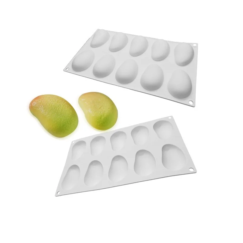 10 Cavity Mango Silicone Cake Baking Mold for Mousse Chocolate Chiffon Cheese Ice Cream Dessert Bakeware Pan Decorating Tools