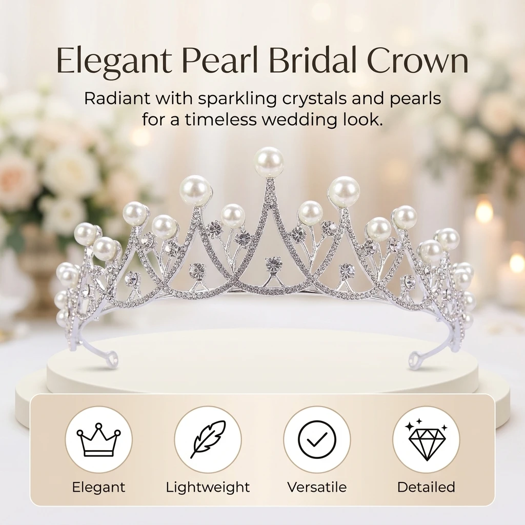 1 pz. Tiara da sposa con perle - Elegant Decor & Lighting Llc recensione e prezzo