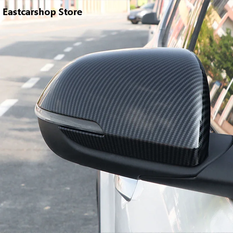 

Car Rear View Rearview Side Glass Mirror Cover Carbon Fiber Frame Side Mirror Caps for Kia Seltos KX3 2020 2021 2022 Accessories