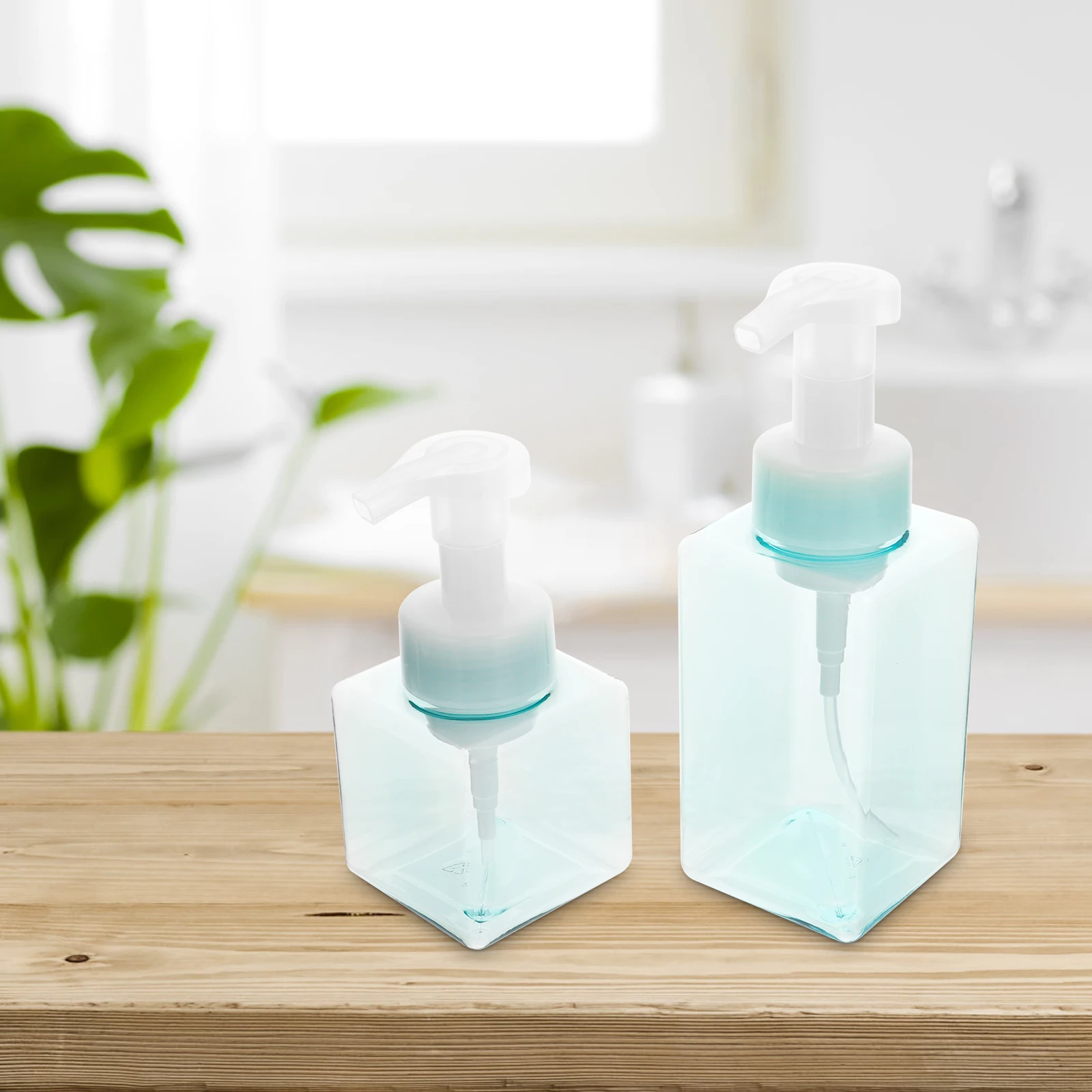 

2pcs Foaming Bottles Reusable Travel Lotion Containers Durable Shampoo Bottles Portable Mousse Dispensers Square Plastic Bottle