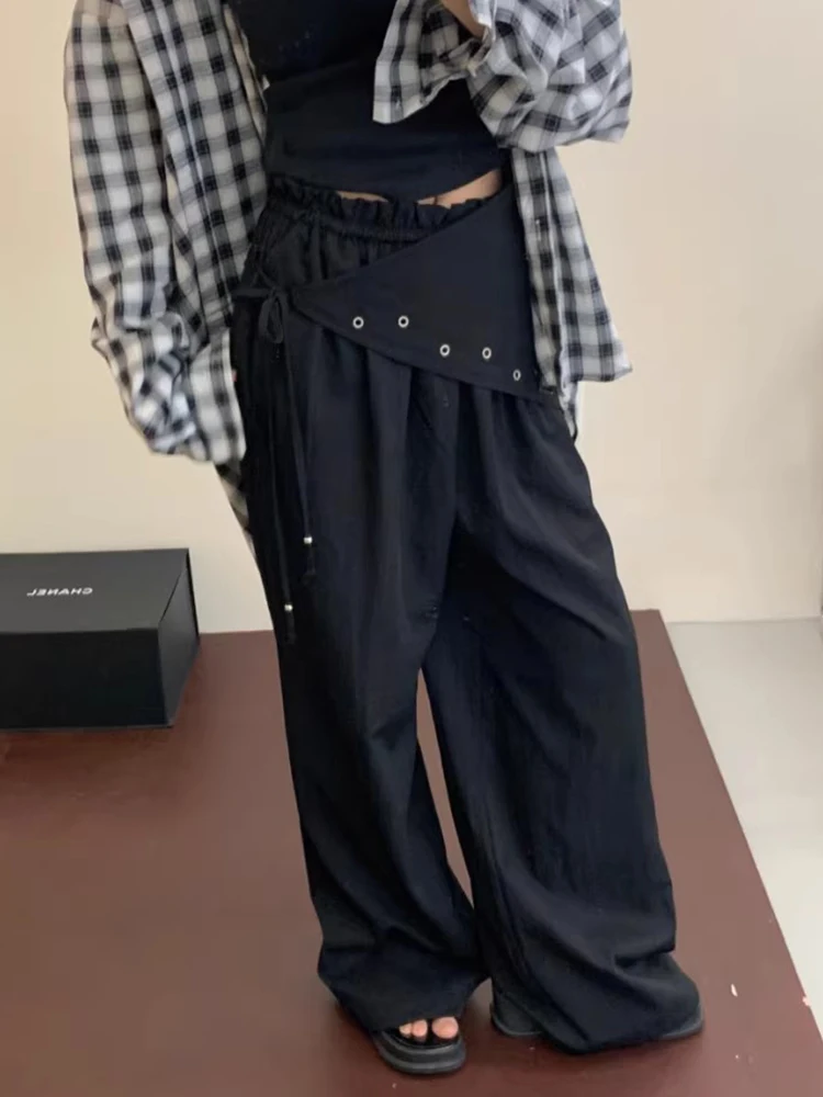 SuperAen الكورية نمط جديد 2025 الخريف خمر عالية الخصر عادية كامل طول السراويل النسائية الدانتيل متابعة السراويل كبيرة الحجم #3