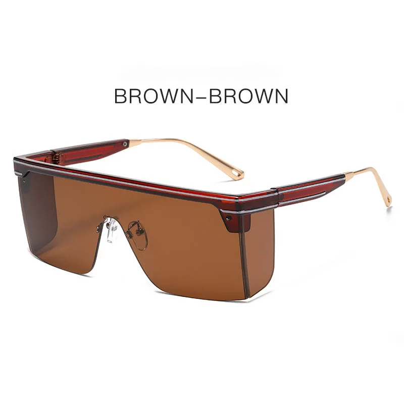 Vintage Oversized Square Sunglasses Men Women Brand Designer Flat Top Fashion One Piece Lens Sun Glasses Women for Female Shades image 2