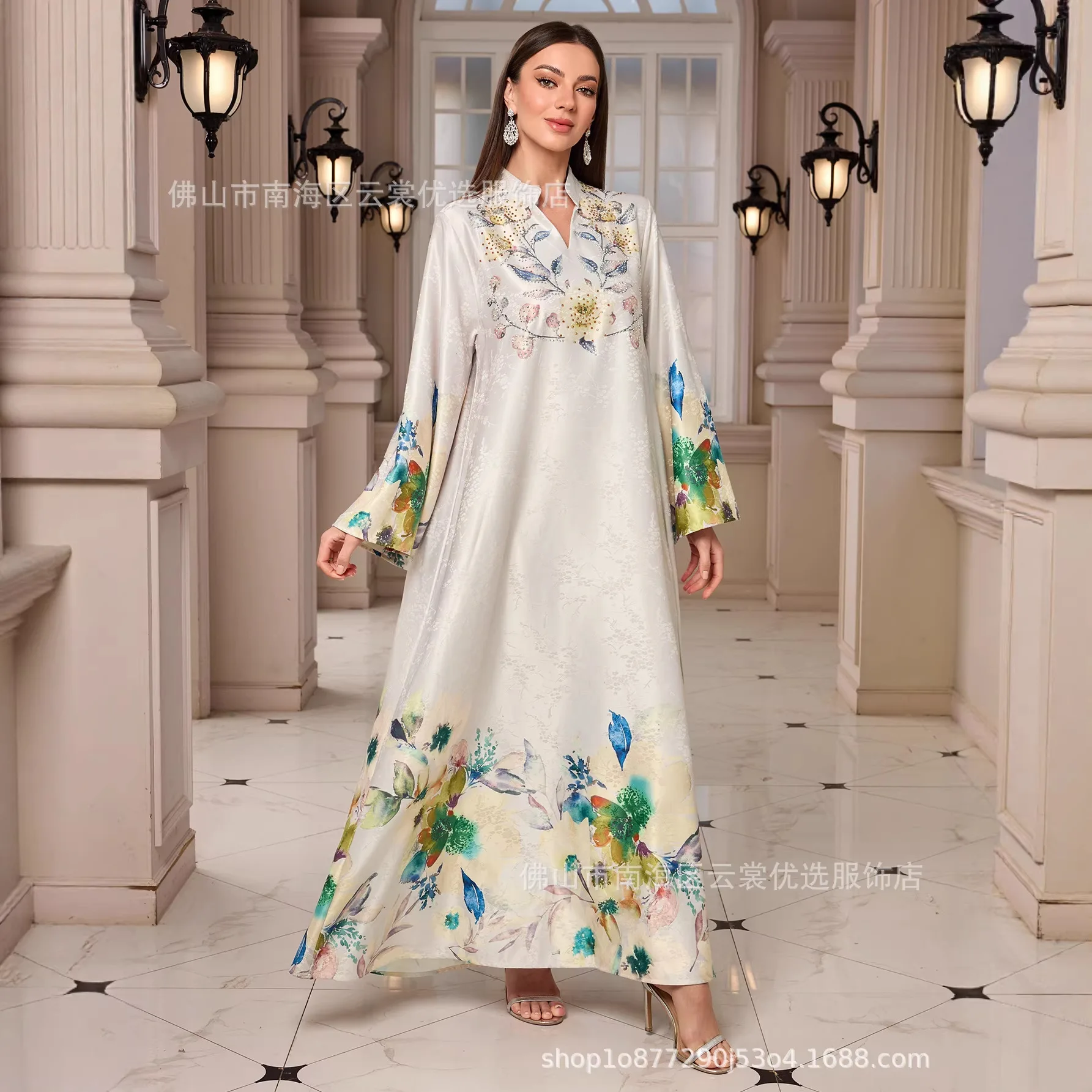 

Dubai Women Dress Abaya Muslim Party Dresses Eid Jalabiya Ramadan Print Long Robe Morocco Diamonds Abayas Kaftan Islam Vestidos