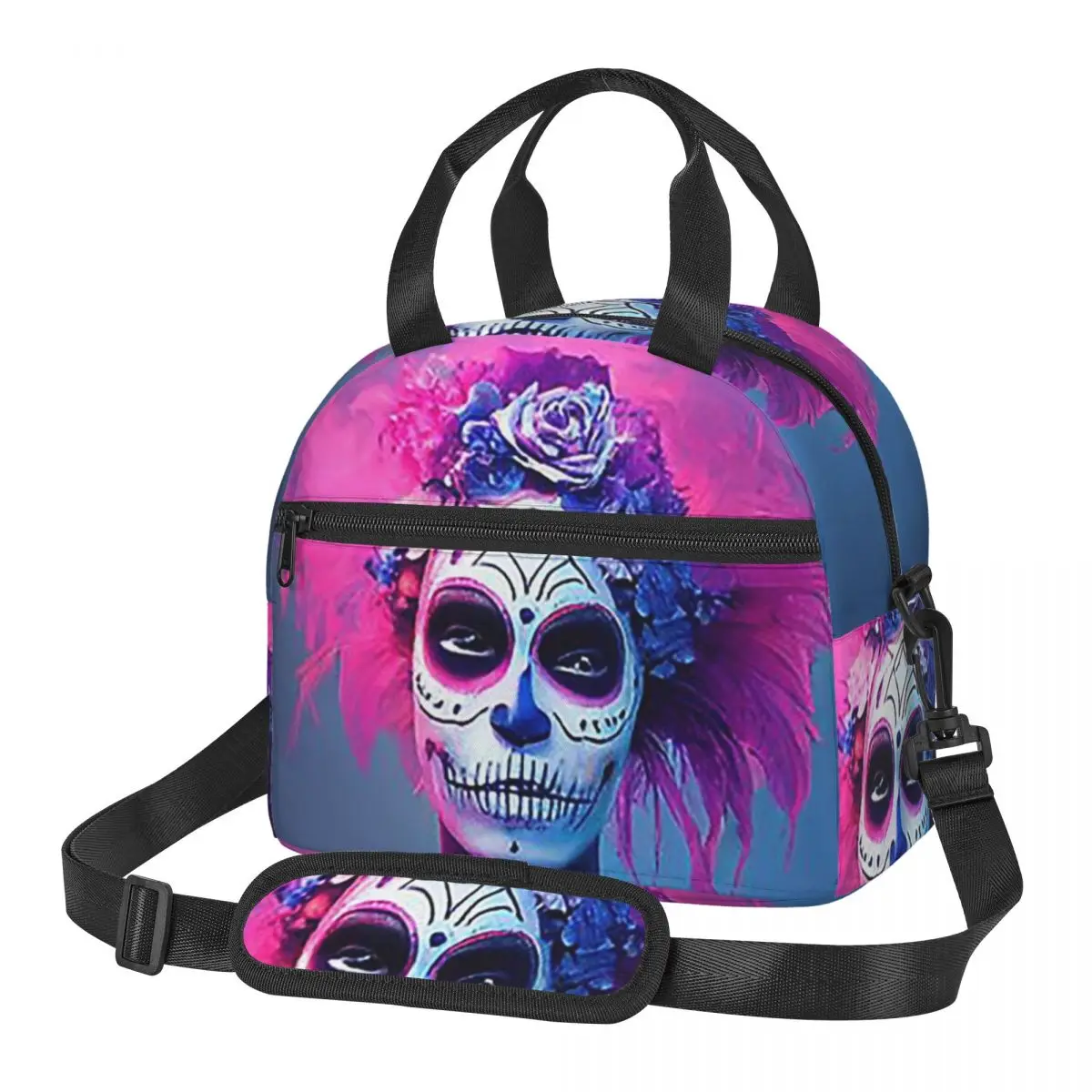 Alexander Gothic Las Elegantes Girls Day Of Dead Skull Borse per il pranzo Bento Box Lunch Tote Borse da picnic Borsa termica per la scuola della donna