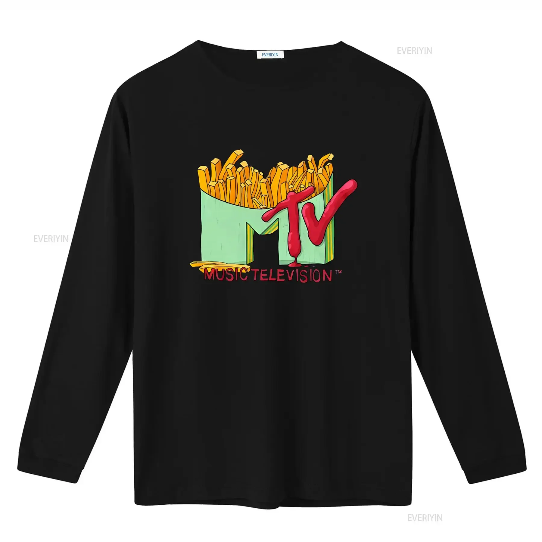 French Fries Logo MTV T Shirt for Casual Fashion Print vintage Washed Soft fashion Breathable Slightly Comfortable view 2