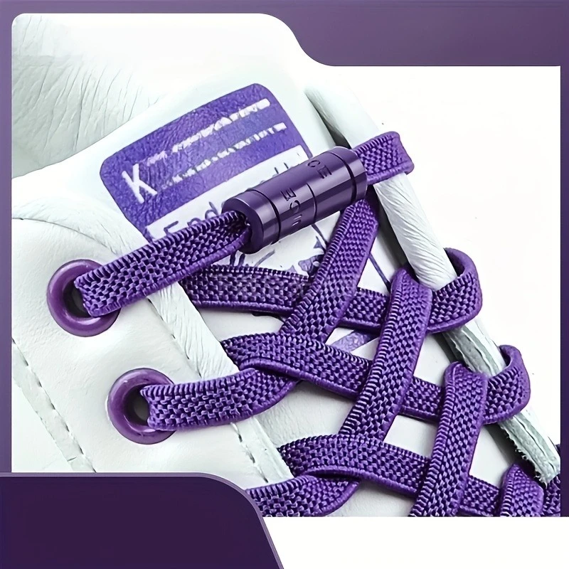 Elastic No Tie Shoelaces with Locks 1 Pairs - Acetate Material, Sports Style, Alphabet Pattern, Lightweight