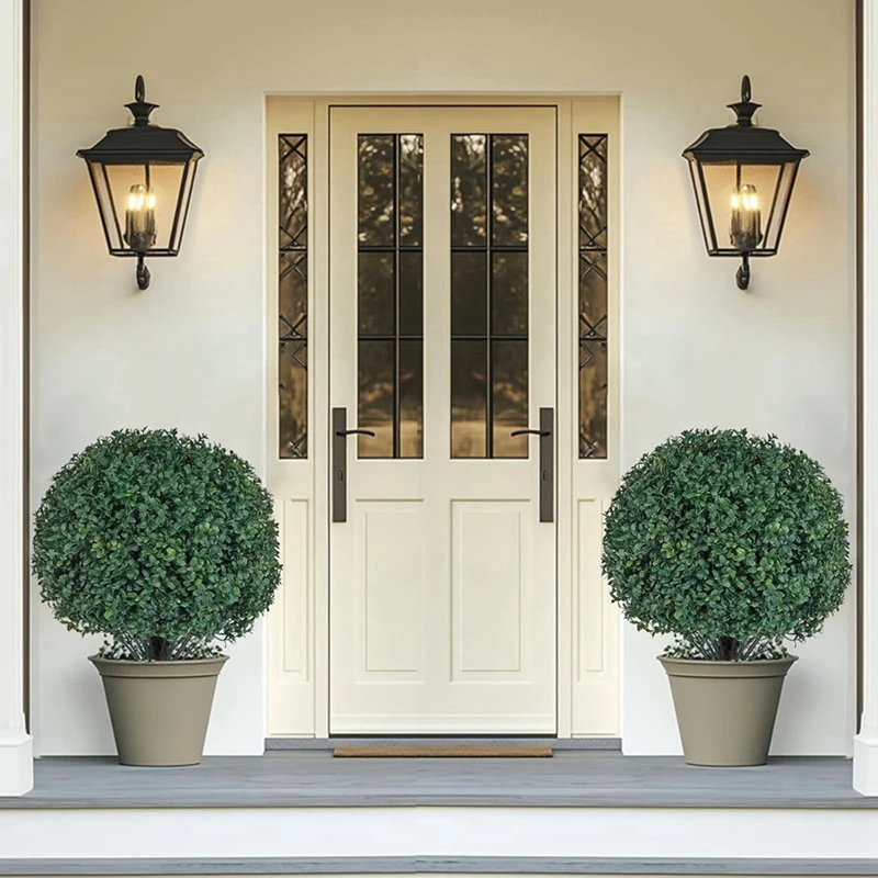 

Кусты из искусственной зелени, уличные поддельные кустарники, растения из зеленого самшита, искусственный самшит, топиарий, шариковые кусочки, растения 23,5 дюйма для сада и двора