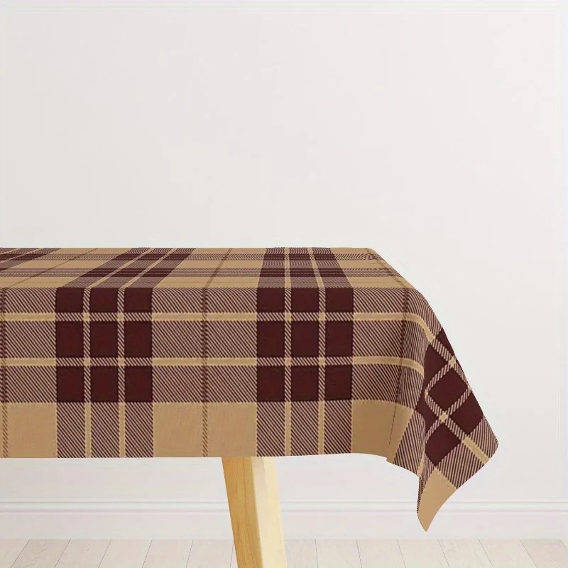 One vintage rectangular tablecloth, with large checkered polyester fabric, suitable for Christmas home decoration.