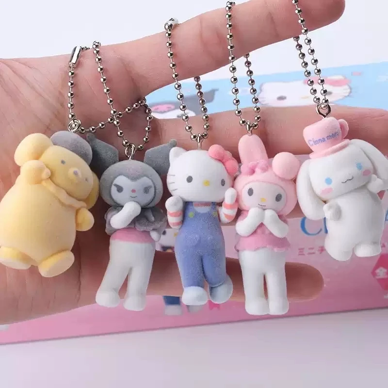 

New Product In Stock Kt Cat Liveshow Long Leg Keychain Blind Box Kuromi Cinnamoroll Bag Hanging Kawaii Decoration Surprise Gift
