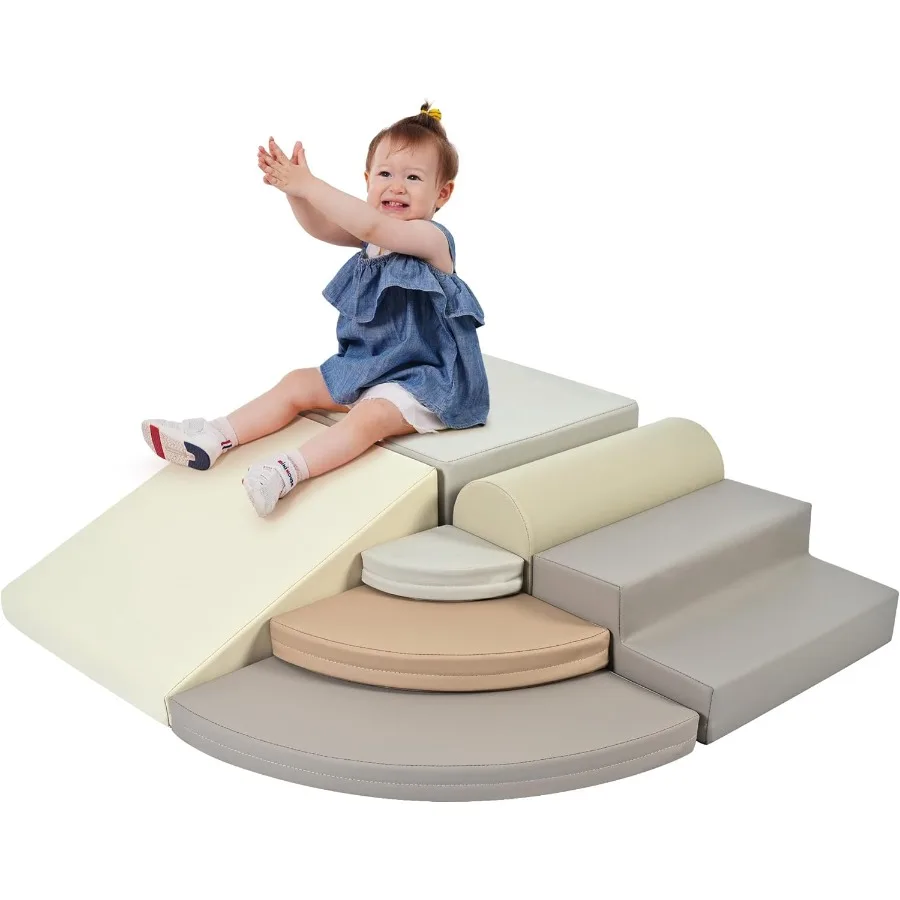 

7-Piece Soft Foam Blocks, Baby Soft Climbing Toys for Toddlers 1+, Indoor Climbing Crawling Activity Play Set, Corner Soft Play