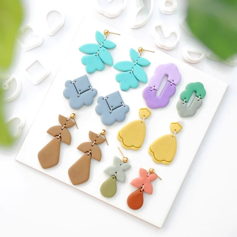 Combination Earrings Polymer Clay Cutter Soft Pottery Mold for DIY Earrings Pendant Making Jewelry Shaping Cutting Hand Tools