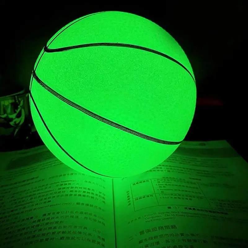 Basketball Glows In Dark Night Light Basketball Illuminated Reflective Glowing Kids Bouncy Balls For Play Indoor Outdoor