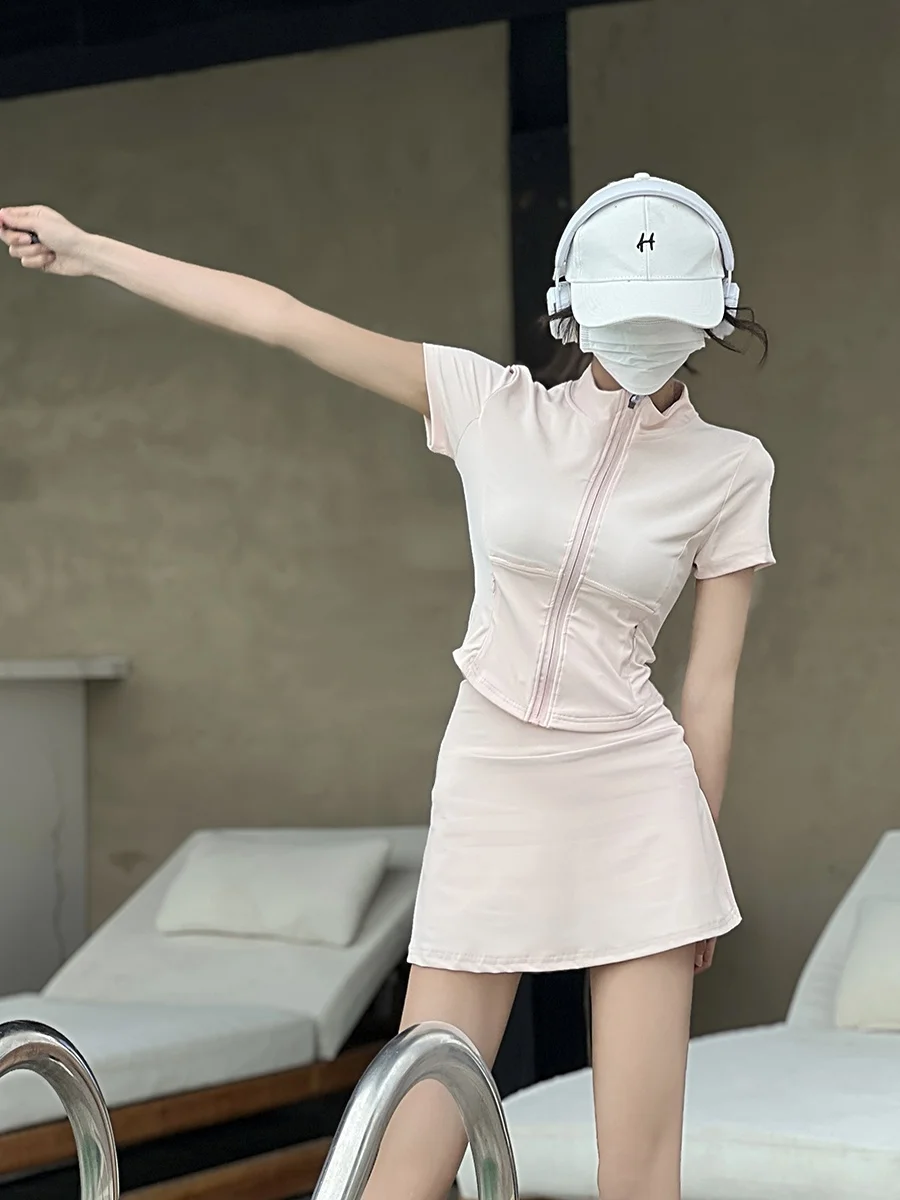 Active Sporty Casual Women's T-Shirt Set Summer Sun Protection Short Skirt Matching Whole Set Cotton Village Thin Short Sleeve