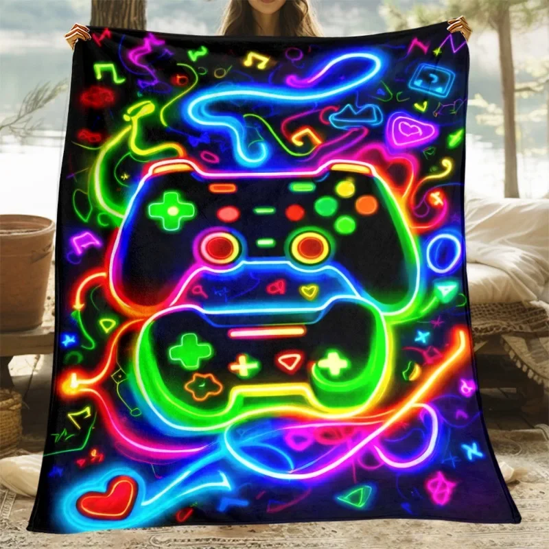 

GlowintheDark Game Controller Flannel Throw Blanket Soft Warm Lightweight for Couch Bed Travel