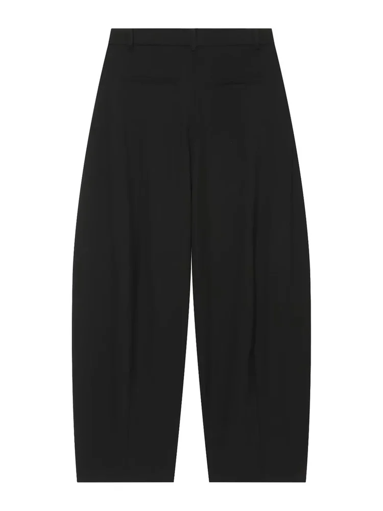 AACHOAE Women Barrel Leg Pants Mid Rise Pleated Balloon Trousers Loose Wide Leg Curved Pants Casual Office Streetwear Long Pants