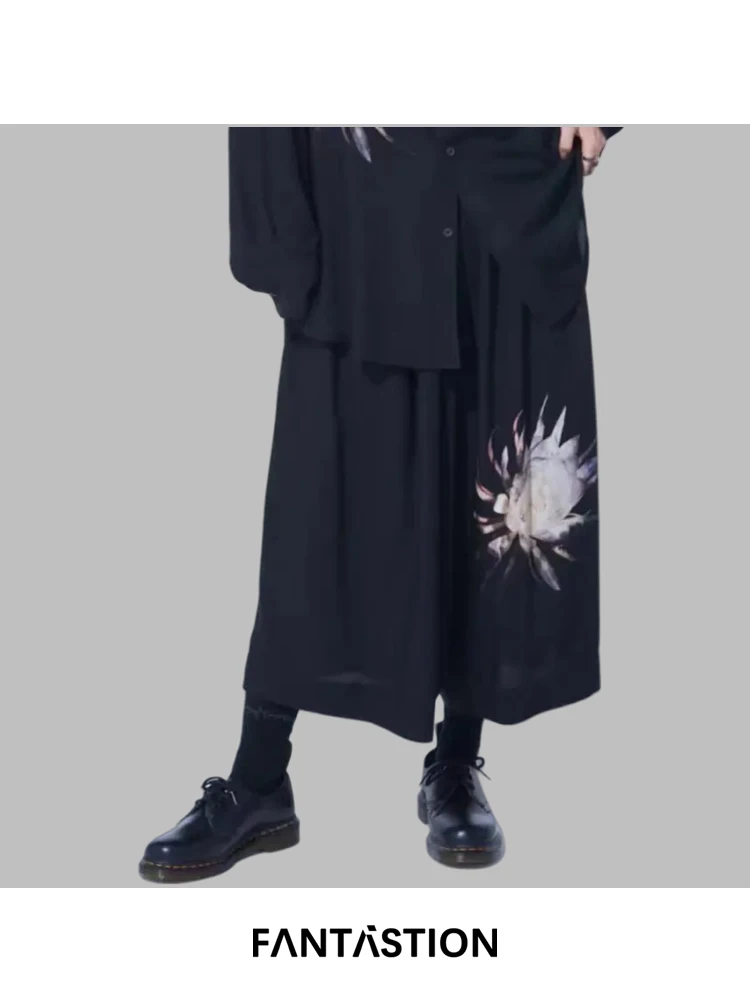 

Широкие брюки с принтом FANTASTION epiphyllum oxypetalum, минималистичные брюки унисекс в свободных брюках большого размера