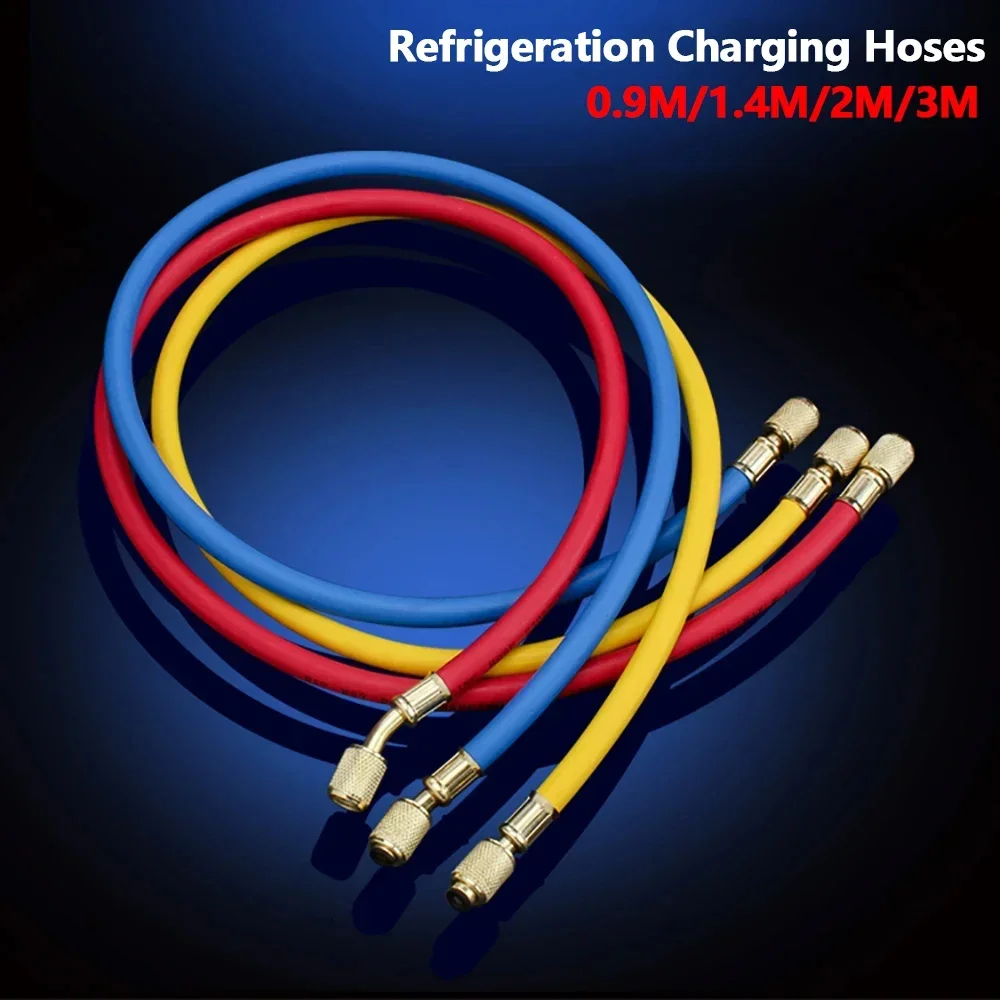 Kit de tubes de charge A/C, 0.9m-3m, raccords à faible perte pour R134A, R12, R22, jauge de collecteur de climatisation fourmi indispensable 1/4 "SAE