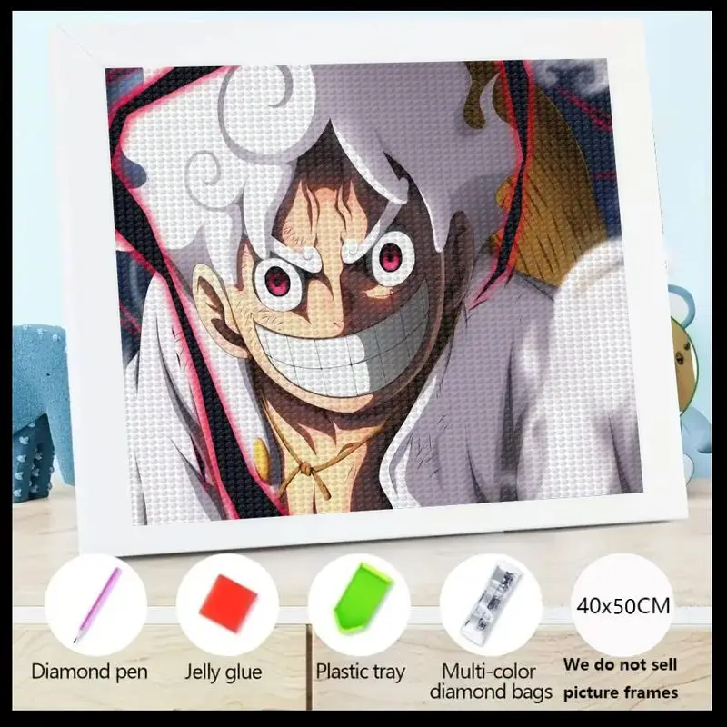 

1 шт. One Piece Monkey D. Luffy Gear 5 Набор алмазной живописи, 5D Полная дрель DIY Аниме Художественное ремесло, 40x50 СМ Большой размер Снятие стресса H