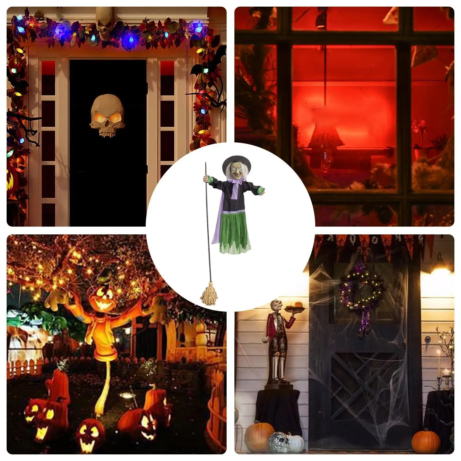 

Укусающая ведьма, страшная летающая ведьма, декор на Хэллоуин, праздничный звук и сенсорный датчик, украшение, анимированный реквизит для мероприятий, вечеринки