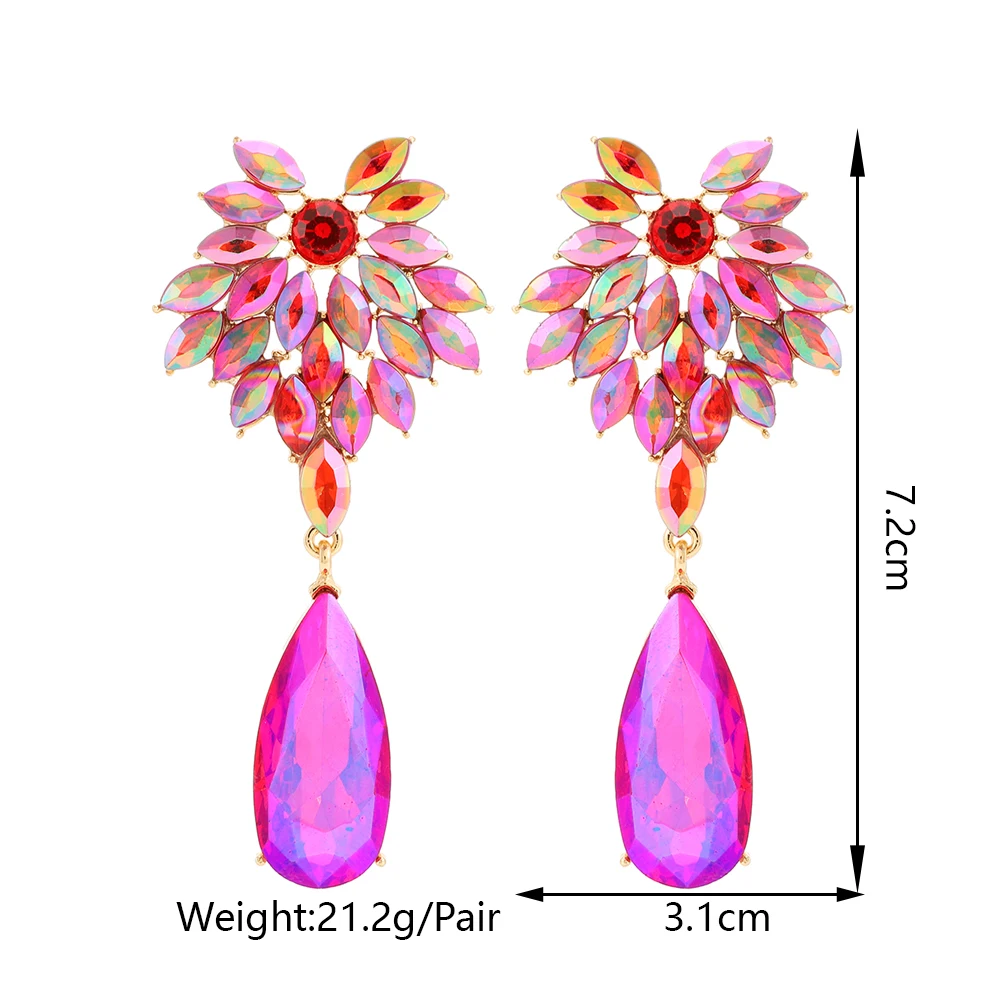 Elegant Leaves Teardrop Dangle Earrings For WomLuxury Design Sparkly Crystal Original Funny Wedding Party Pendant Jewelry Gift