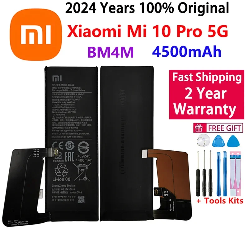 

100% Original 4500mAh Replacement Battery BM4M For Xiaomi Mi 10 Pro 5G 10Pro Genuine Phone bateria Batteries Fast Shipping