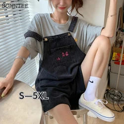 Denim Rompers Women Preppy Style Baggy Young Summer Wide Leg Fashion Casual Chic Streetwear Retro Strap Ulzzang Sweet Girl Mujer