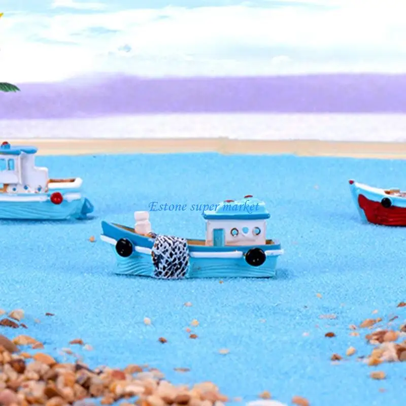 090B 미니어처 낚시 보트 장식 8 수 지 입상 공예 세트 해안 홈 Decoratioin에 대 한 장식 선박 그림