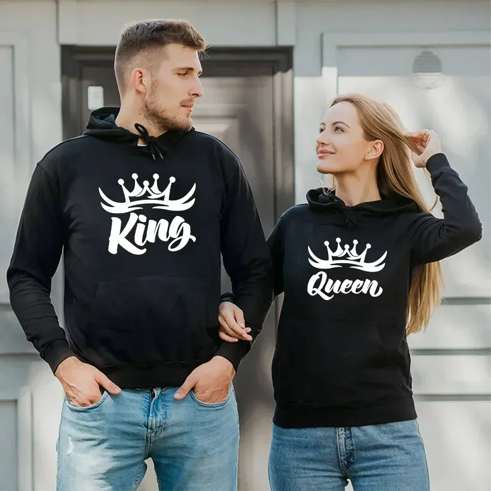 2024 New Mens KING QUEEN Printed Lover Tracksuit Hoodie and Pants 2 Piece Hoodi Suits Lover Couple Hoodies Sportwear Set Clothes