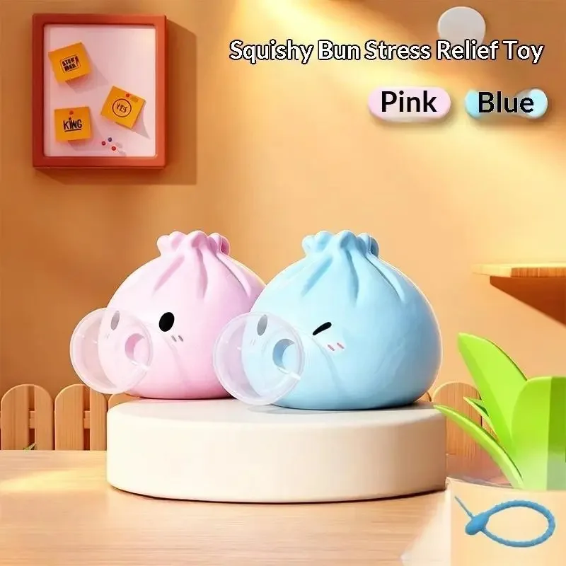 Bubble Blowing Dumpling Squeeze Toy Fun Bun Squishy Sensory Stress Relief Dumpling Toys for Adults Kids