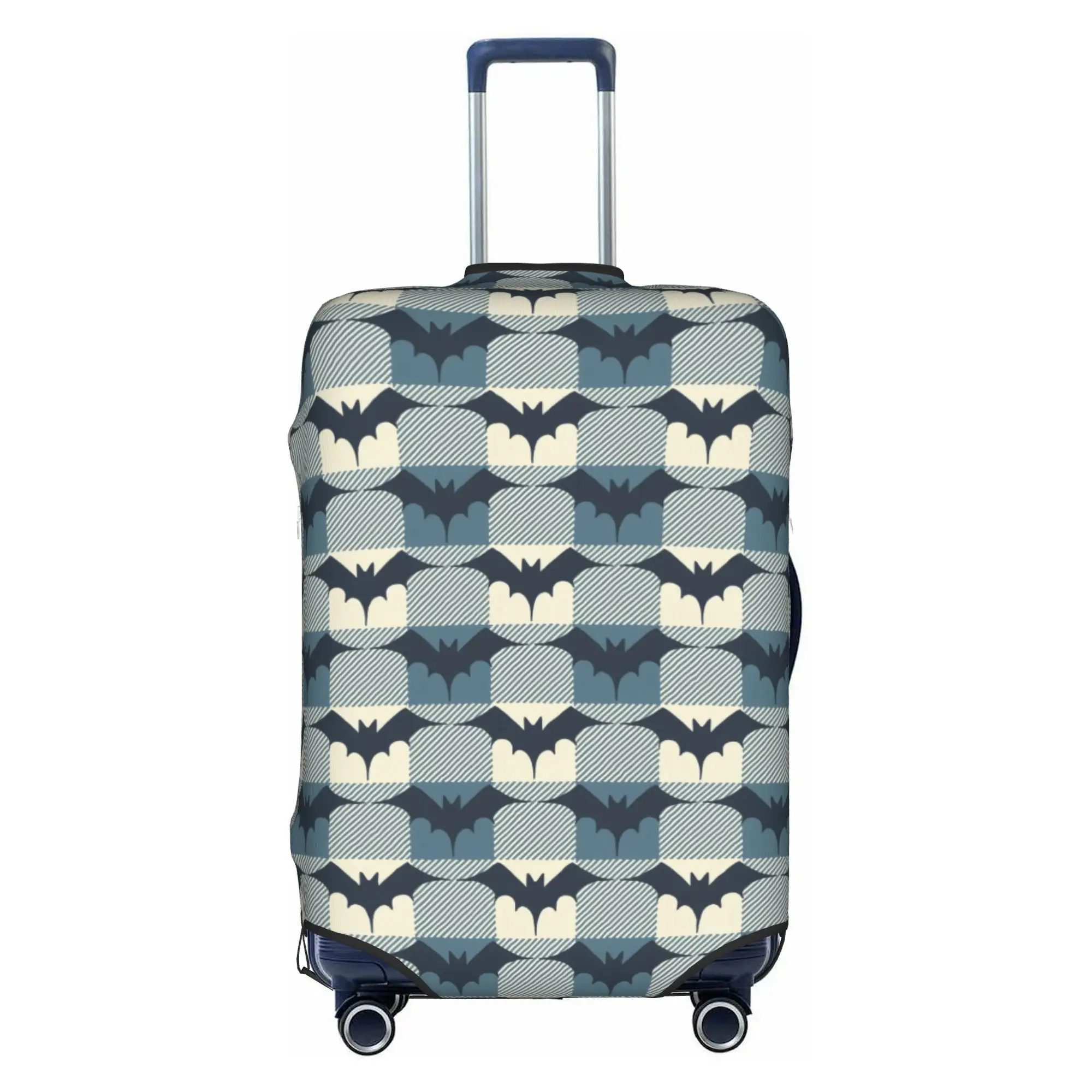 Halloween Bats Gingham Check Plaid Soft Indigo Luggage Cover Protector Funny  Cute Animal  Travel Suitcase Covers for 18-32 Inch