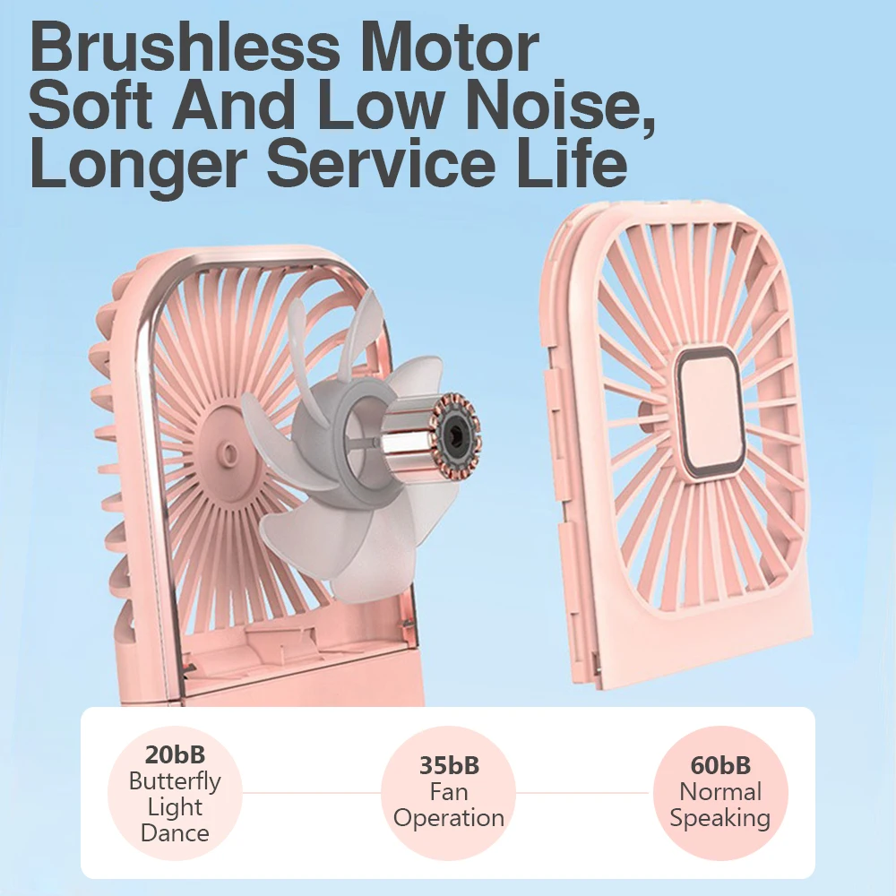 Handheld Mini Electric Fan Rechargeable Power Digital  Display Portable USB Air Cooler Mobile Phone Holder Multi-function Fan