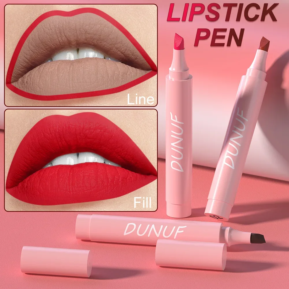 DUNUF Blijvende Matte Vloeibare Lip Liner Lippenstift Lipgloss Potlood Waterdicht Lichtgewicht Lipgloss Lippen Glazuur Tint Make-up Cosmetica